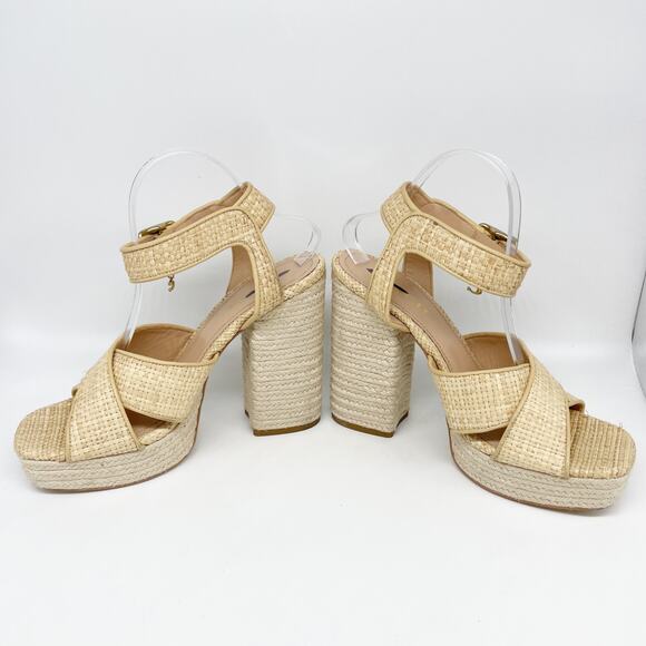 Coach Womens Nelly Raffia Ankle Strap Espadrille Platform High Heel Sandals 10 B - Picture 6 of 15